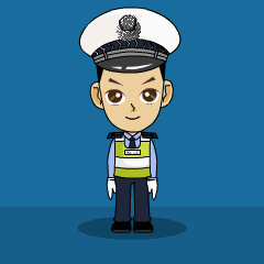 交警手势-卡通动图7 减速慢行信号